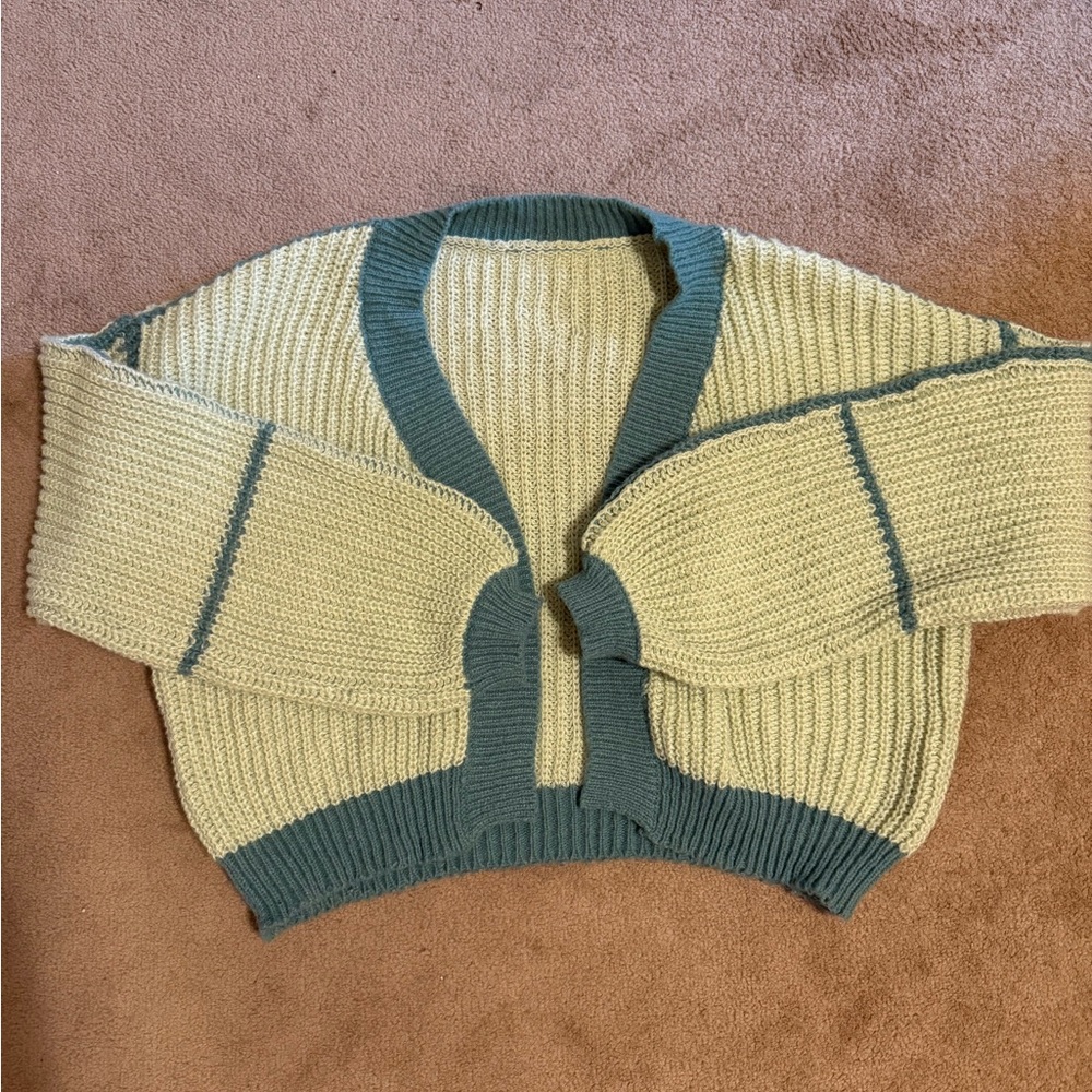 SHEIN Two-Tone Cream and Blue Cardigan